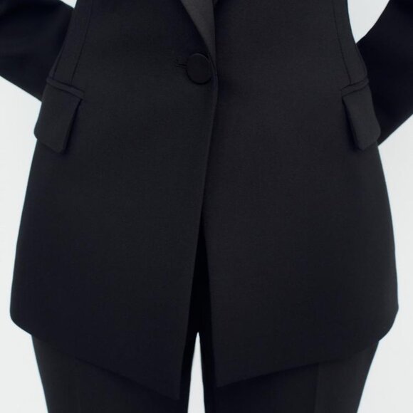 ZARA SATIN COLLAR BLAZER - Picture 5 of 10
